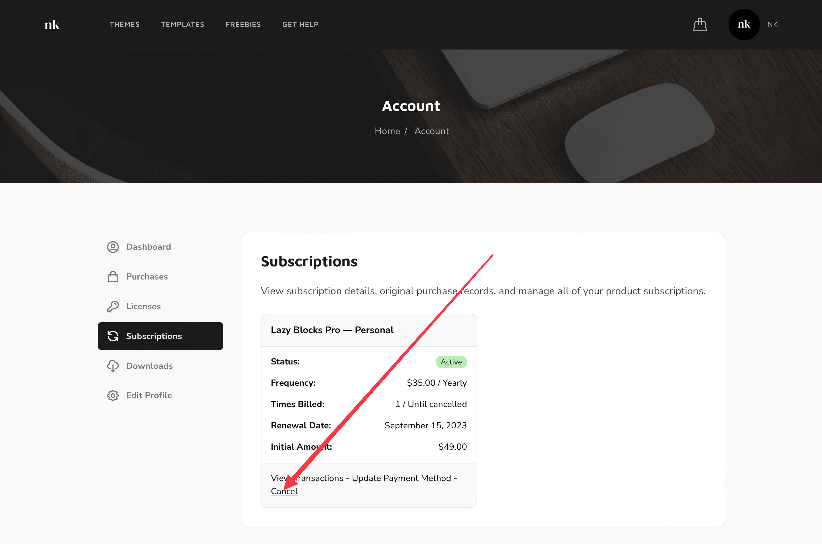 Account Cancel Subscription