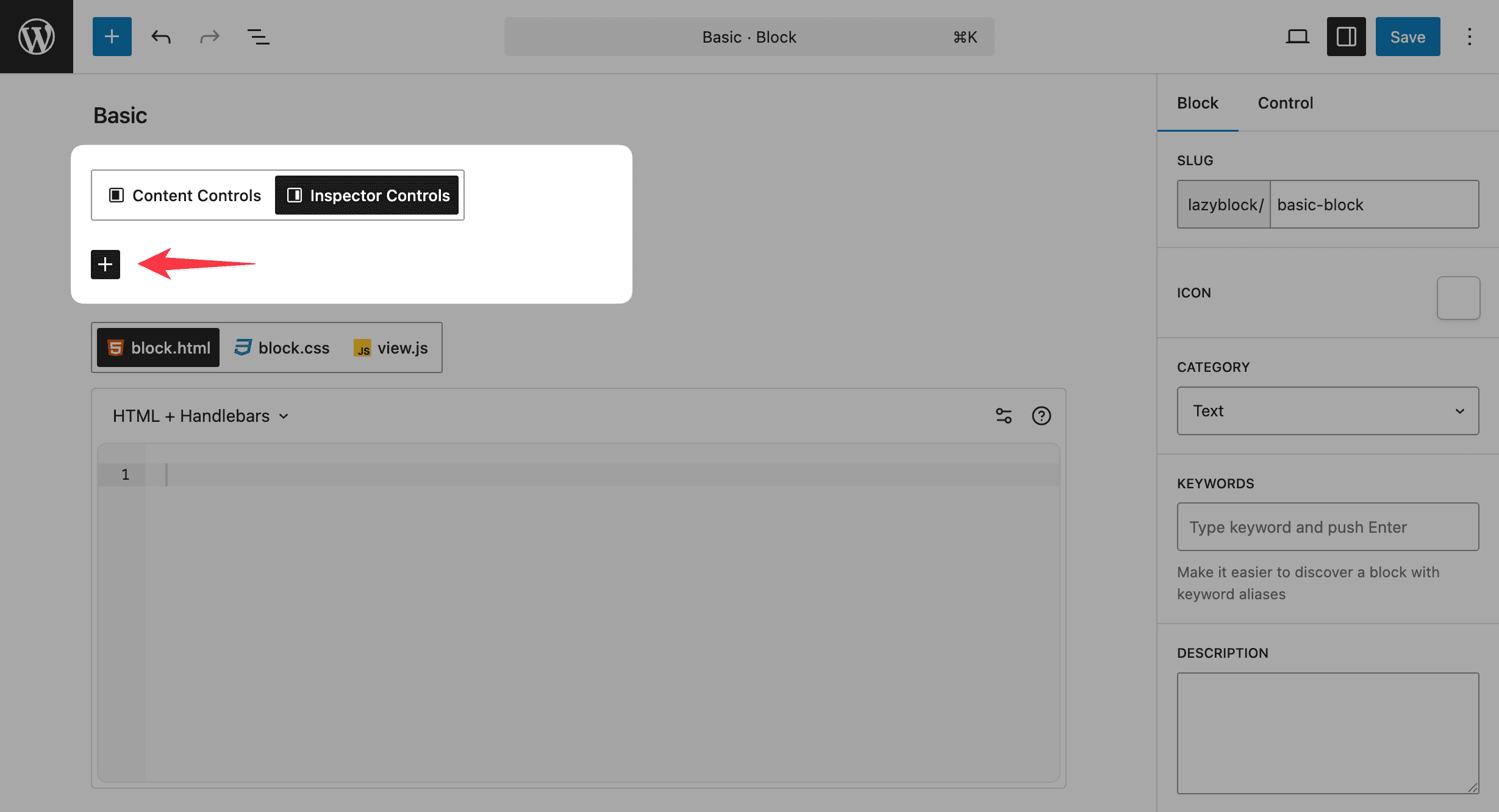 Adding a new control in Lazy Blocks