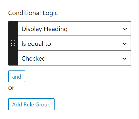 Conditional logic settings