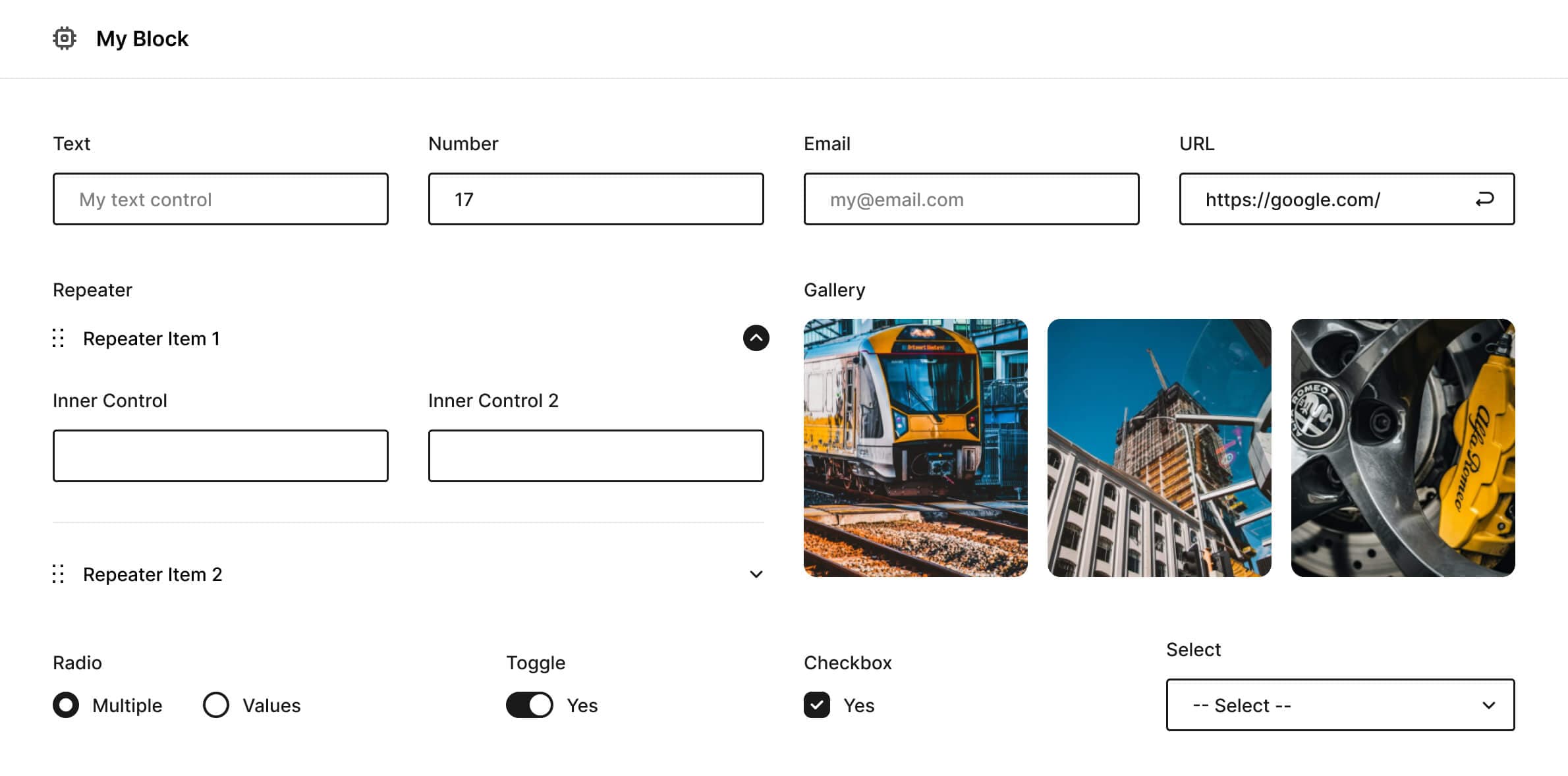 Block controls in the Lazy Blocks builder